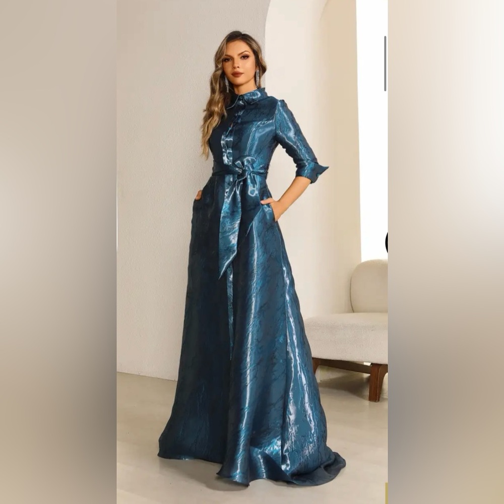 Terani A-Line Blue Dress